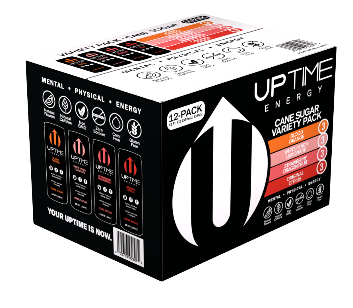 UPTIME CANE SUGAR Variety 12 Pack